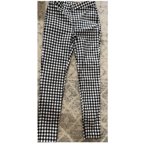 FREE PEOPLE High Waist Gingham black white crop stretch pants - Picture 5 of 5
